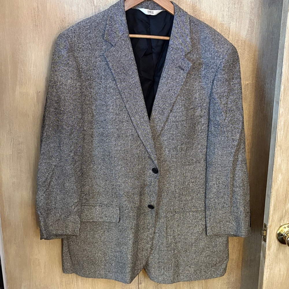 Versini Men’s Blazer Black and White Tweed 100% Silk 44R